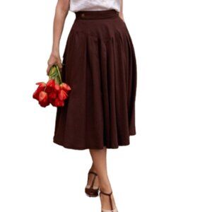 Brown Vintage Style Circle Skirt